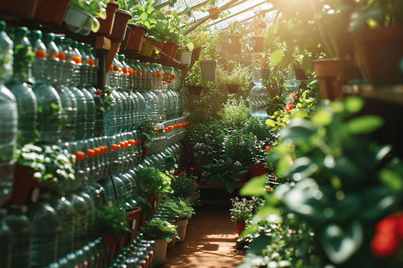 The concept of greenhouse of the plastic bottle The concept of greenhouse of the plastic bottle