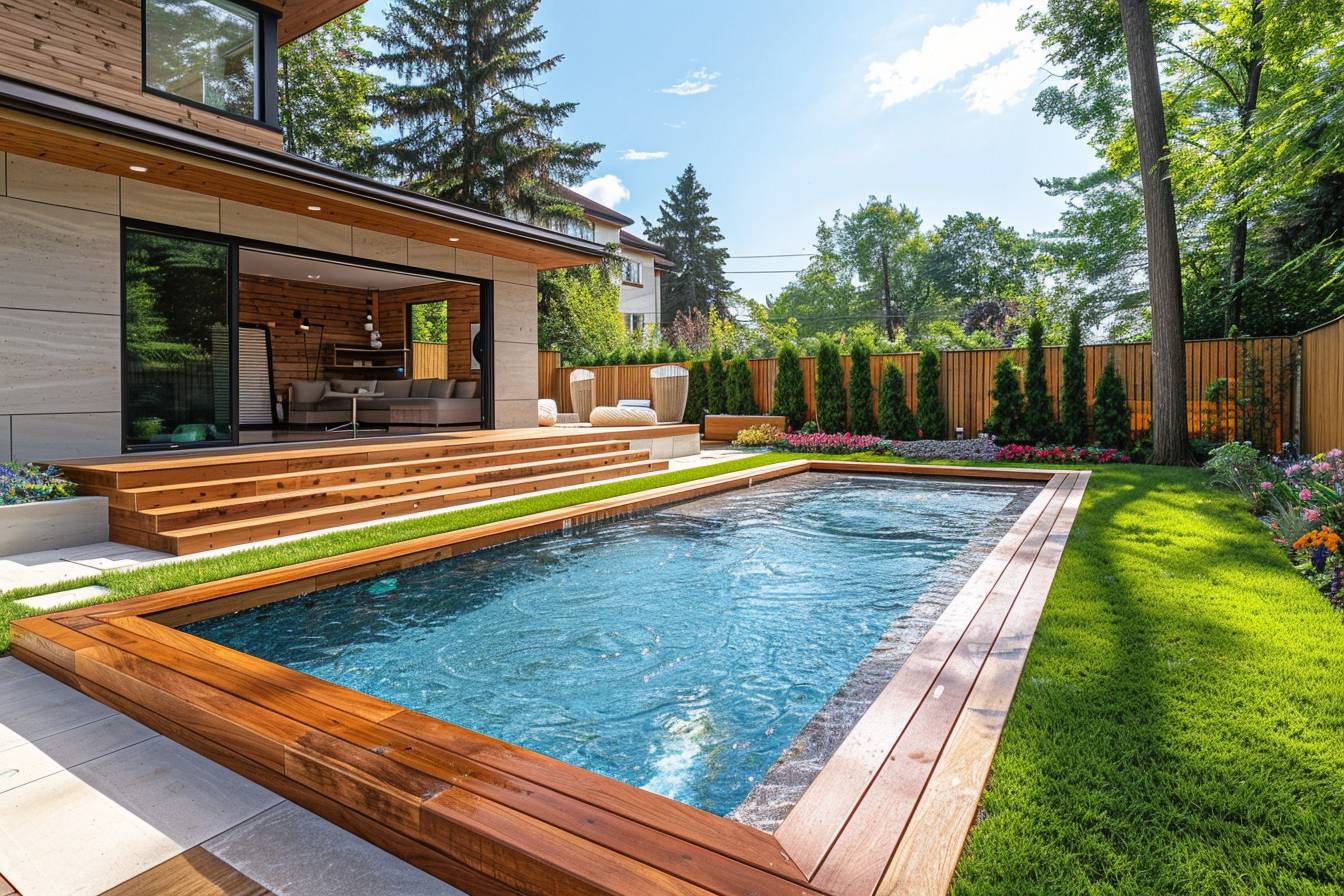 Dimensions and options of the rectangular wooden swimming pool
